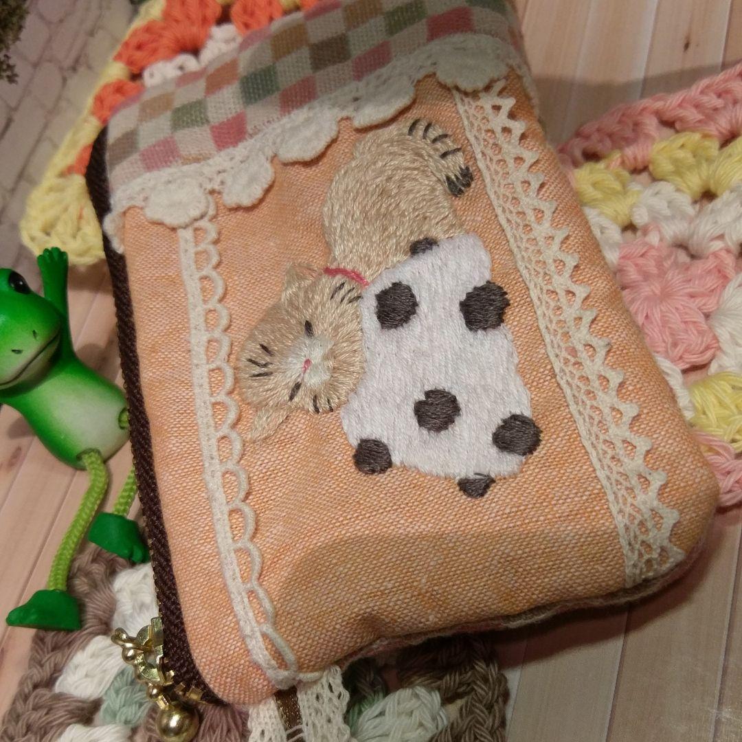 ちまちまポーチ☆あごのせニャンコ☆豆大福ちゃん☆猫