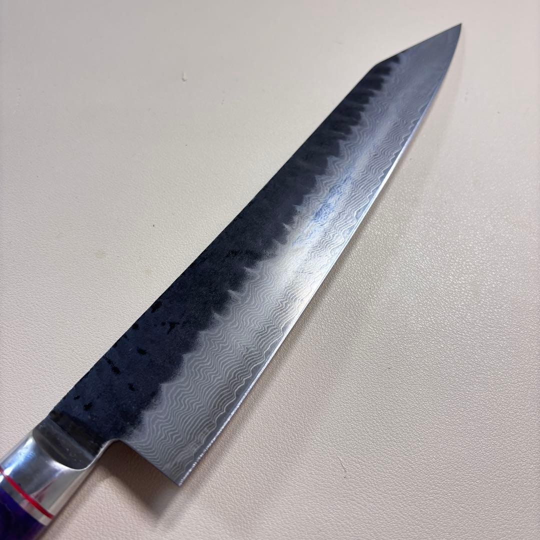 240mm黒打ちダマスカス　(切付型)牛刀シェフナイフ 牛刀【新品】