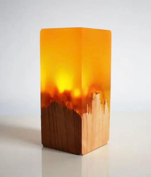 木製とレジンの常夜灯LED 2個セット