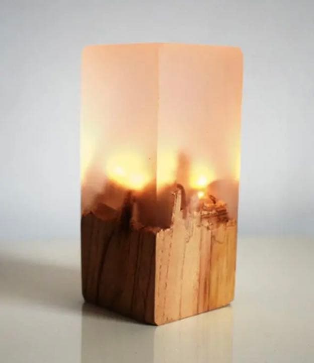 木製とレジンの常夜灯LED 2個セット