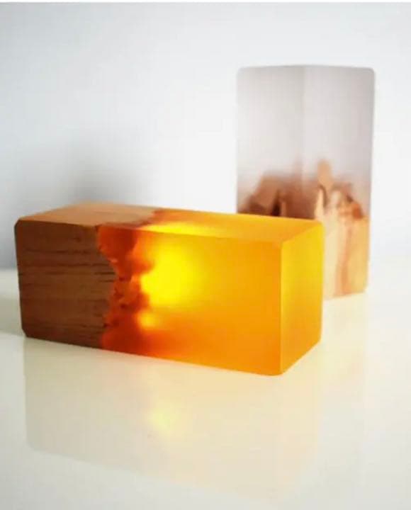 木製とレジンの常夜灯LED 2個セット