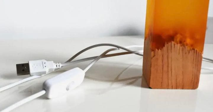 木製とレジンの常夜灯LED 2個セット