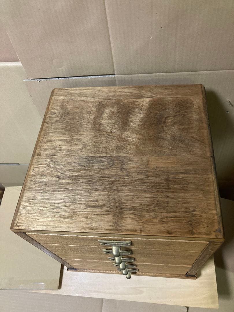 ハンドメイド　古道具風　卓上引出し　5段小引出し　ビンテージ風　什器にも