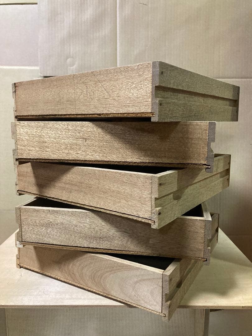 ハンドメイド　古道具風　卓上引出し　5段小引出し　ビンテージ風　什器にも