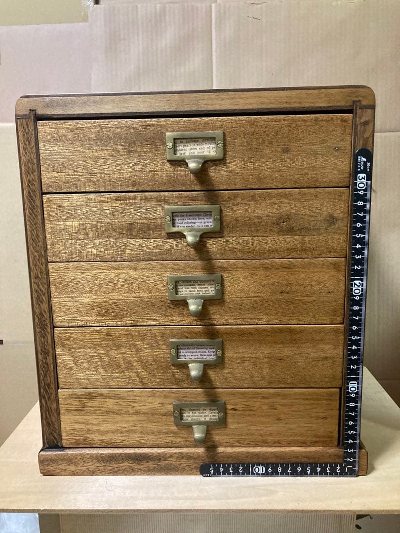 ハンドメイド　古道具風　卓上引出し　5段小引出し　ビンテージ風　什器にも