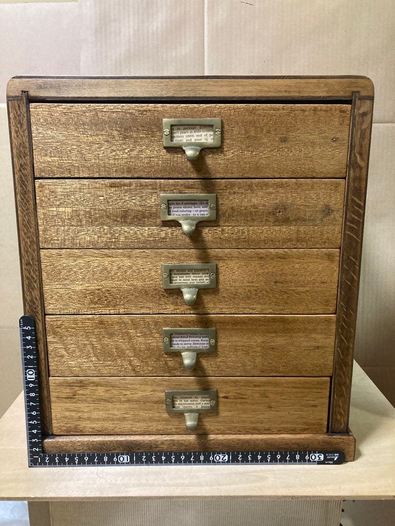 ハンドメイド　古道具風　卓上引出し　5段小引出し　ビンテージ風　什器にも