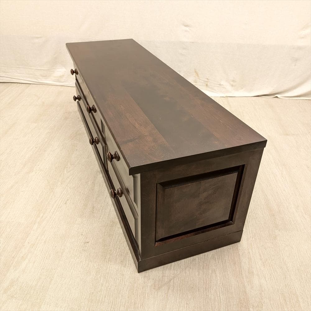 北海道民芸家具　カバ材　無垢　ローチェスト　整理箪笥　箪笥　タンス　チェスト　A