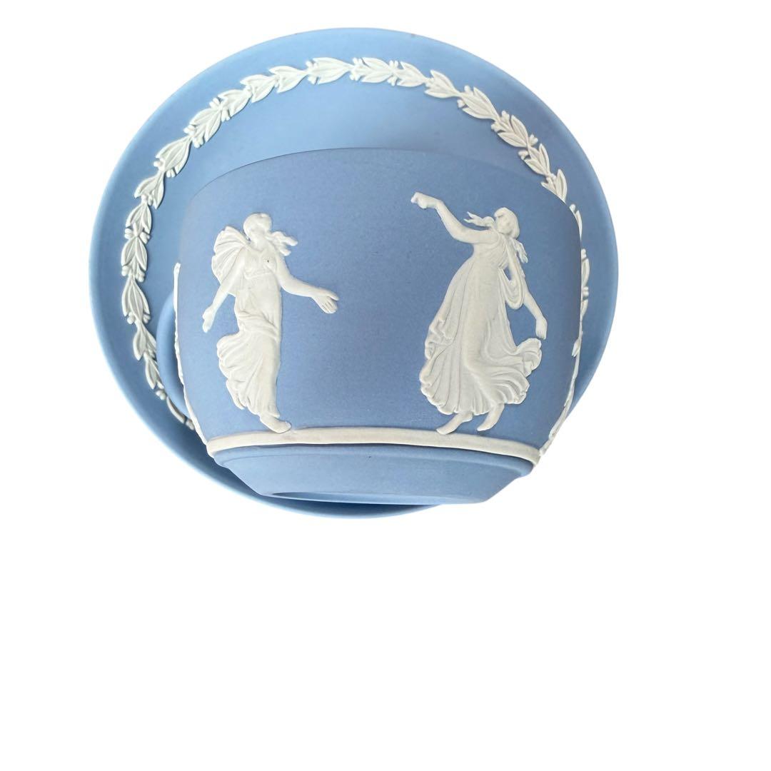 【希少/職人サイン】ウェッジウッド ジャスパー カップ＆ソーサー ブルー 金文字