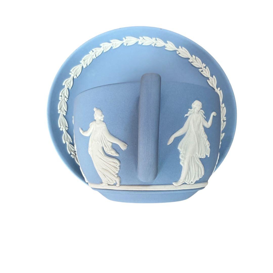 【希少/職人サイン】ウェッジウッド ジャスパー カップ＆ソーサー ブルー 金文字