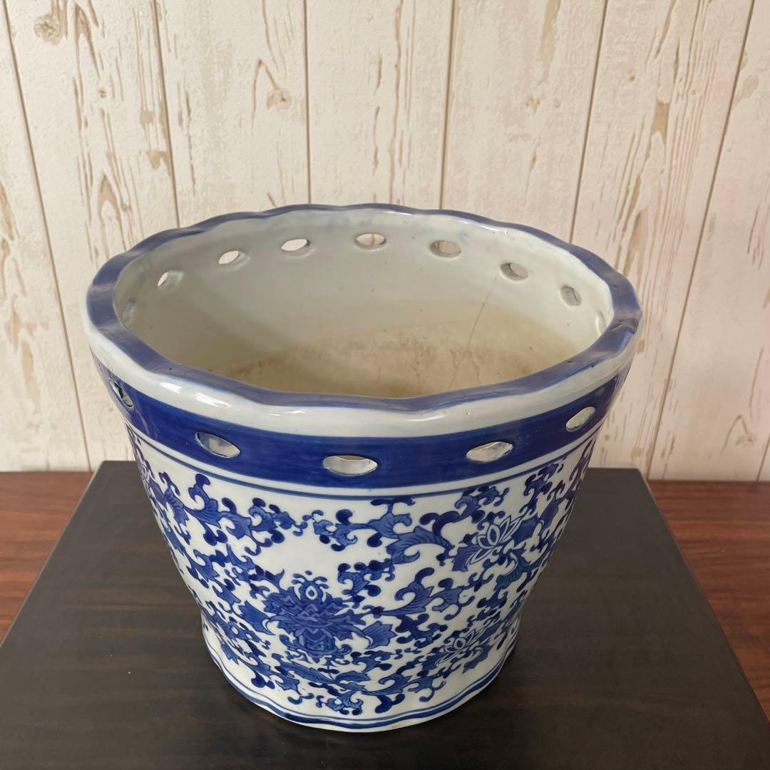 盆栽鉢　睡蓮鉢　蘭鉢　懸崖　植木鉢　観葉植物　山野草　花　染付け　大鉢