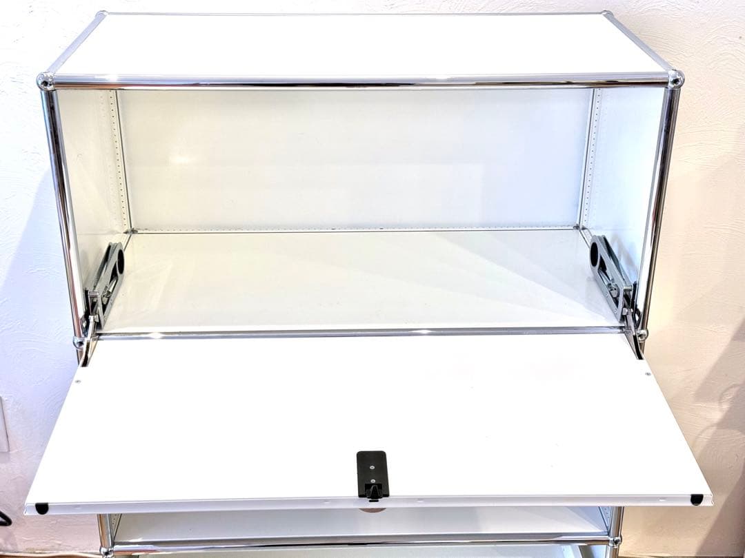 USMハラー3段キャビネット。最下段スライドトレイつきピュアホワイト美品処分特価