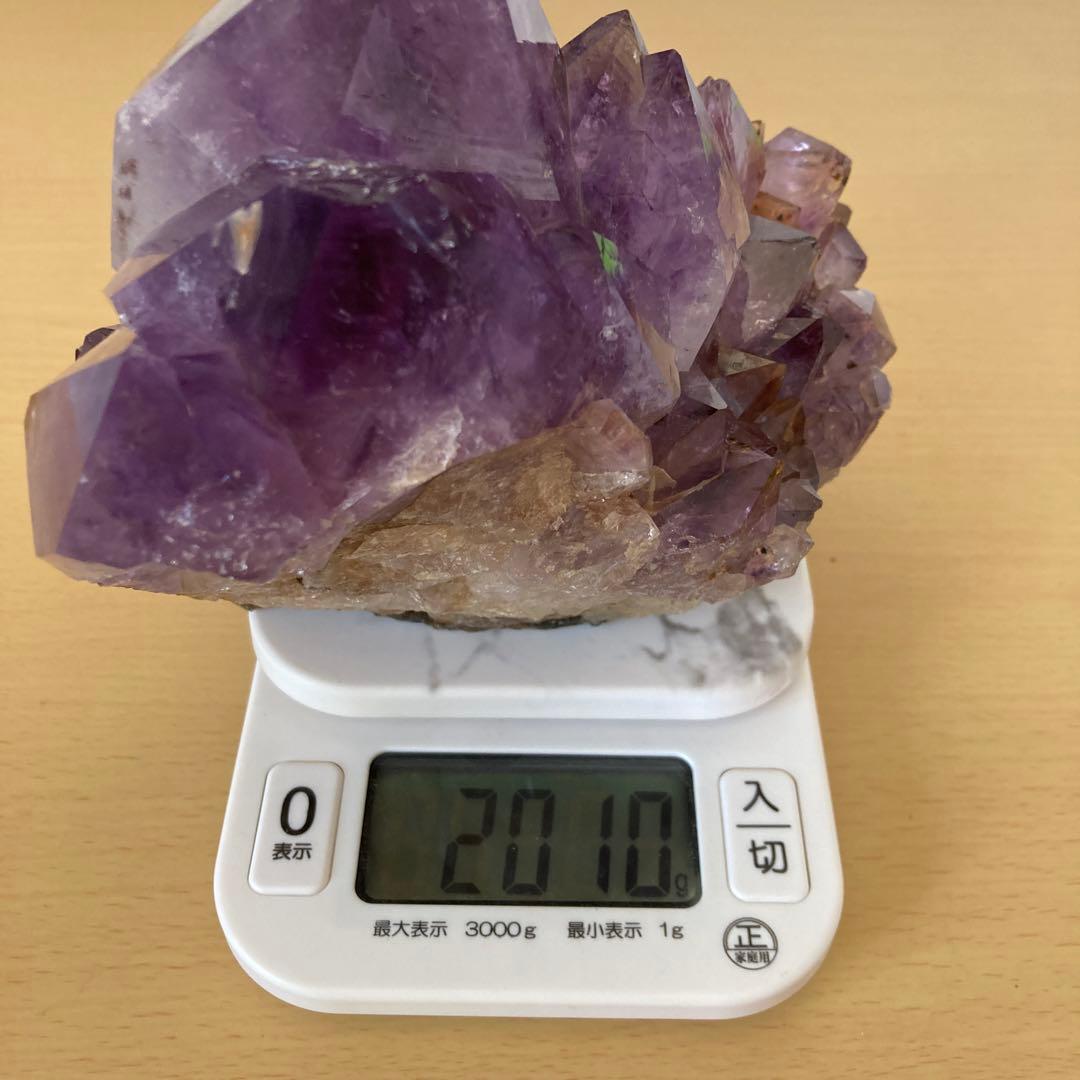 アメジェスト　クラスター　天然石　置物　オブジェ　台座付　重量約2キロg