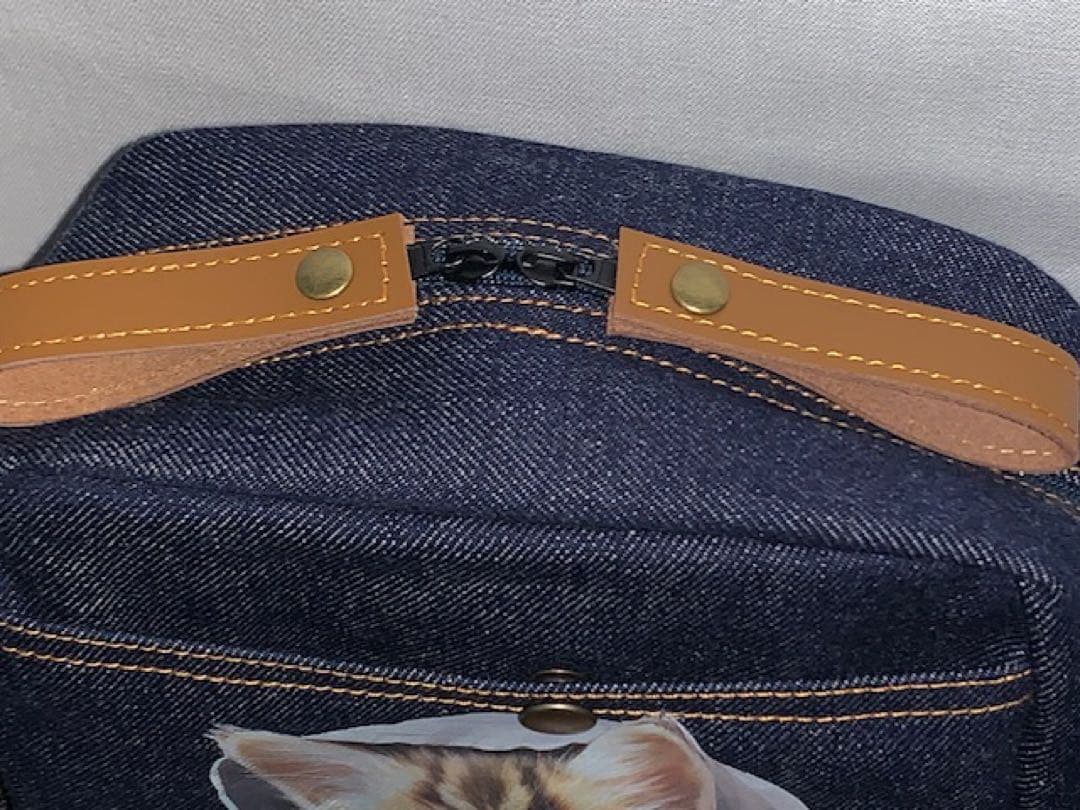 ハンドメイド☆岡山デニム♪☆子猫♪ネコ☆ショルダーバッグ