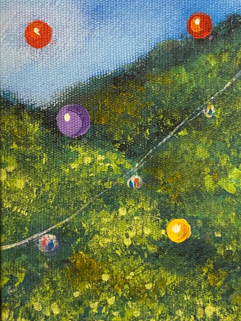 「真作」分部佳英「布引の山夏」風景画　油彩画　額装　サイン有り　F4号