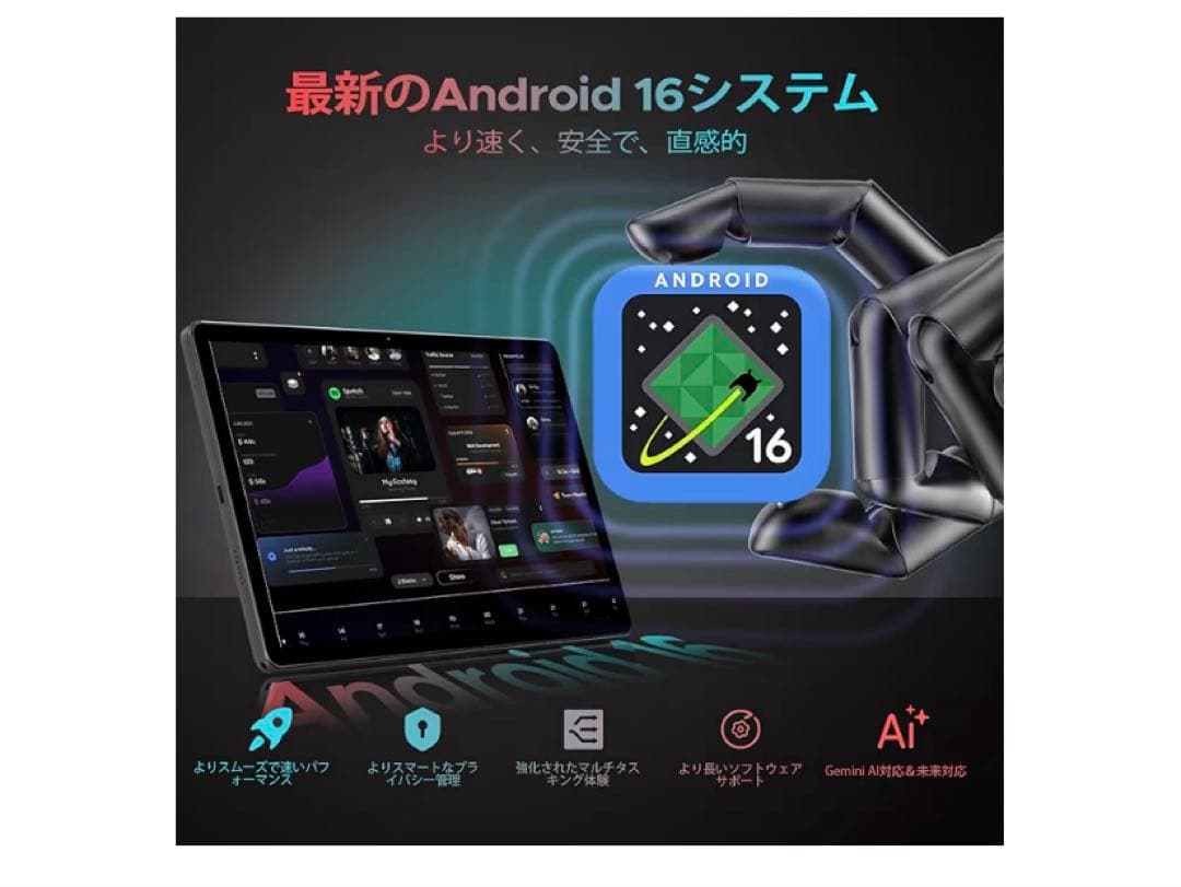 11インチ アンドロイド 16 タブレット30GB+256GB+2TB TF拡張