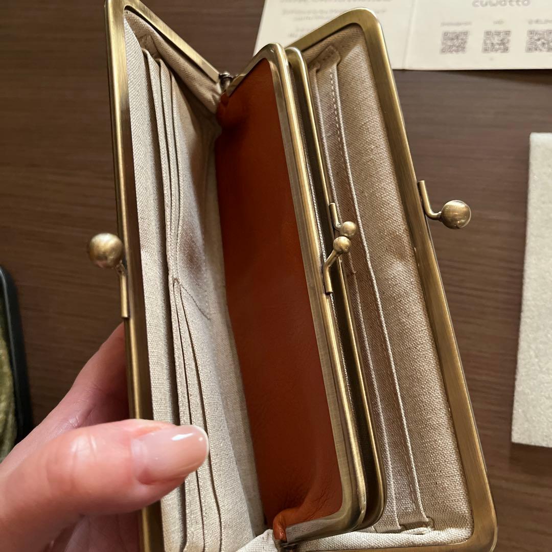 年末セール　cuwatto キャメル　親子がま口財布　中古品