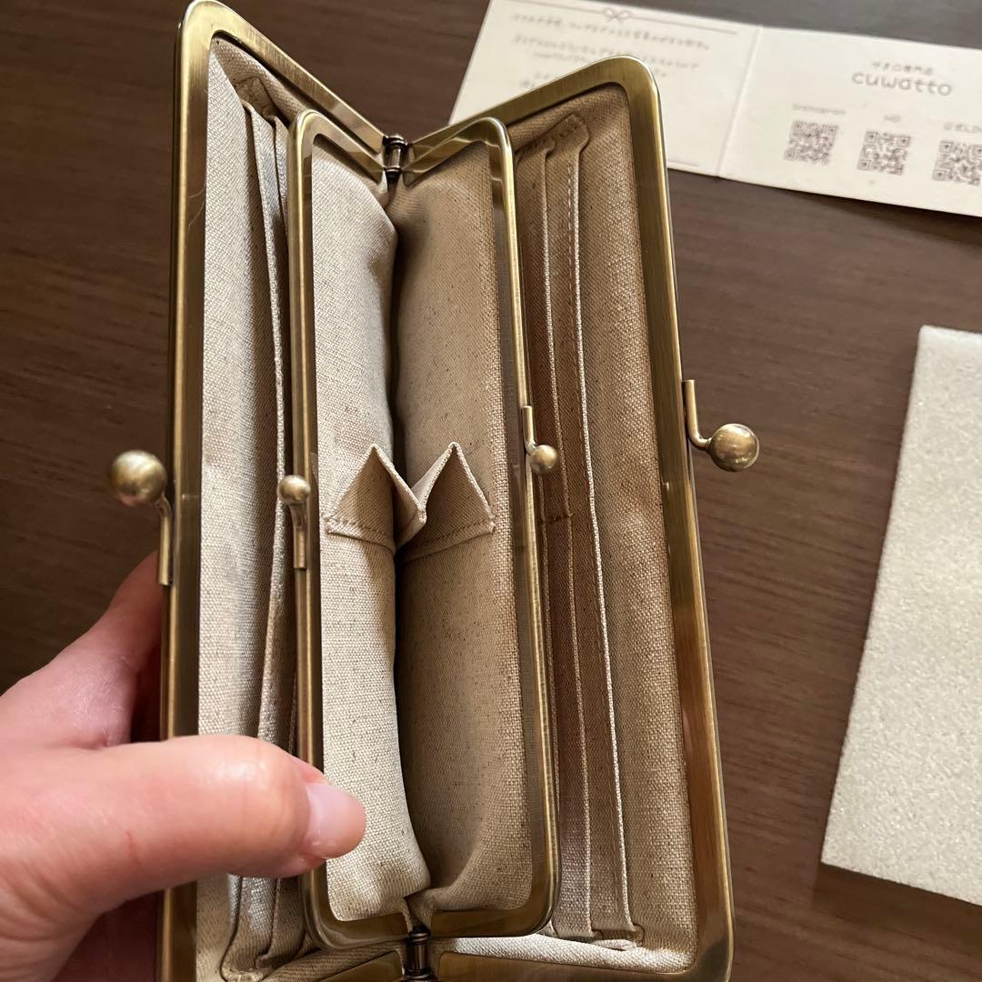 年末セール　cuwatto キャメル　親子がま口財布　中古品
