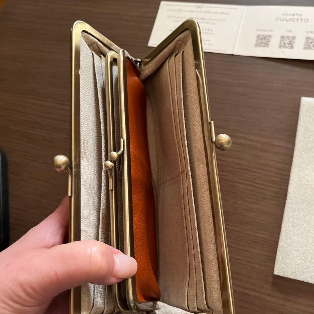 年末セール　cuwatto キャメル　親子がま口財布　中古品
