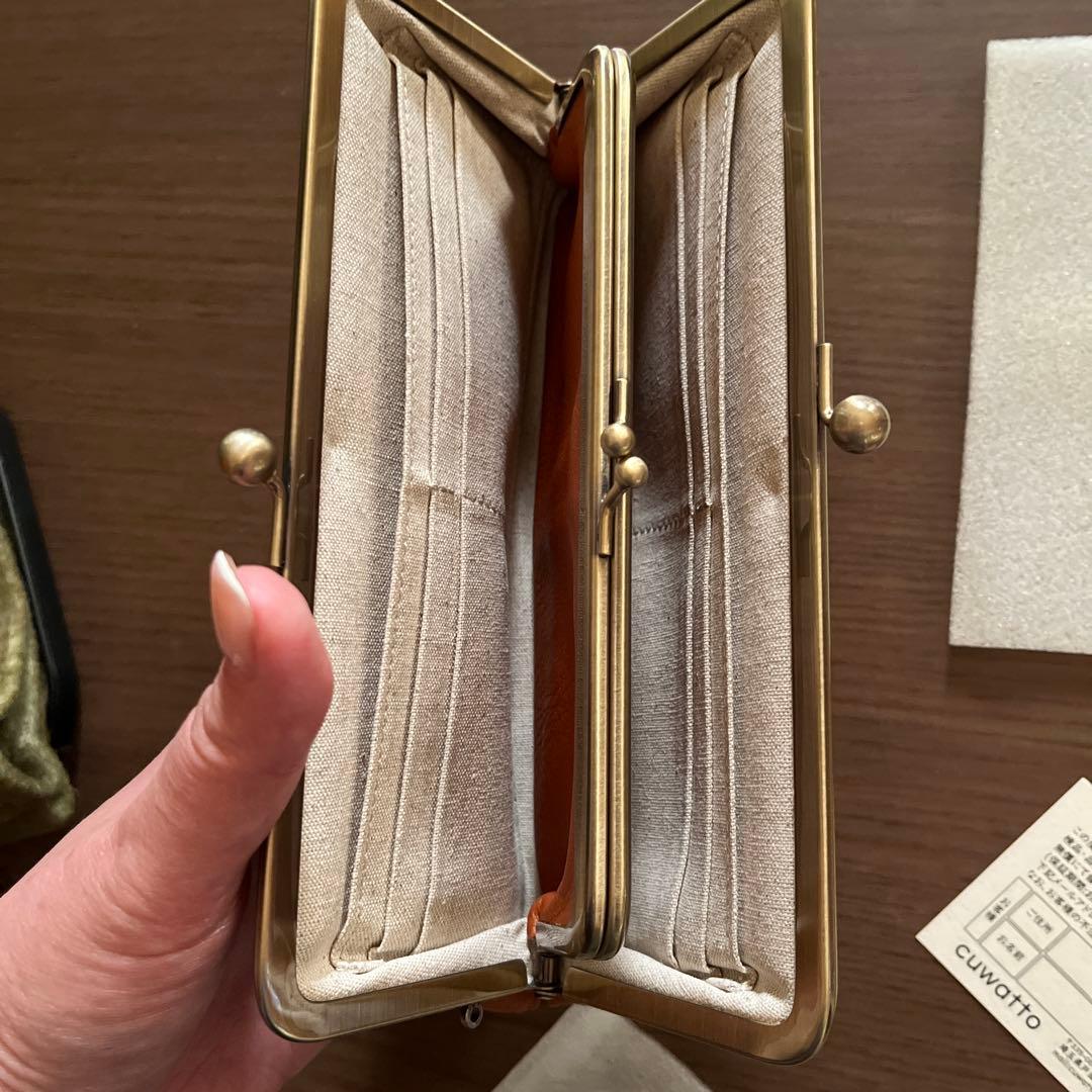 年末セール　cuwatto キャメル　親子がま口財布　中古品