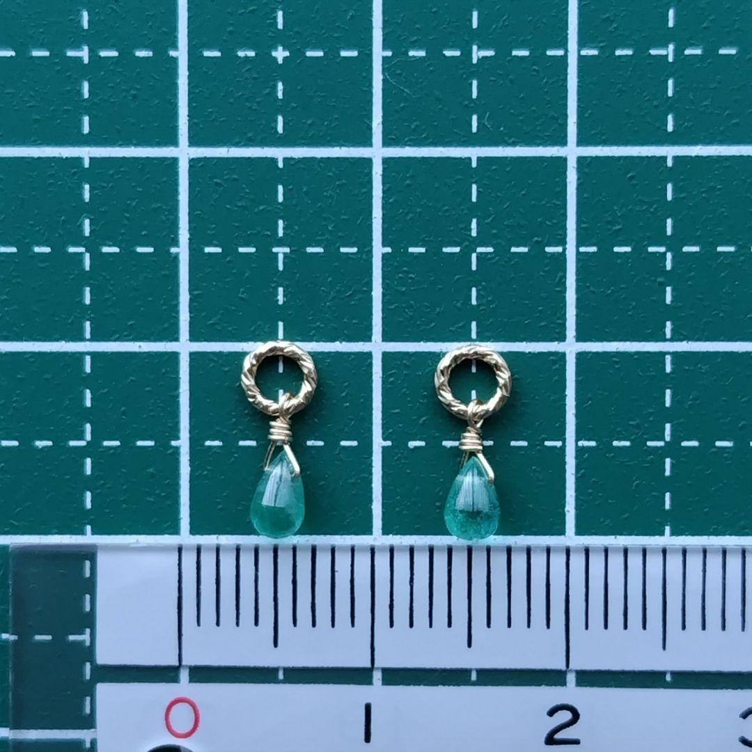 No.1443 宝石質 エメラルド ドロップ ピアス イヤリング チャーム gf