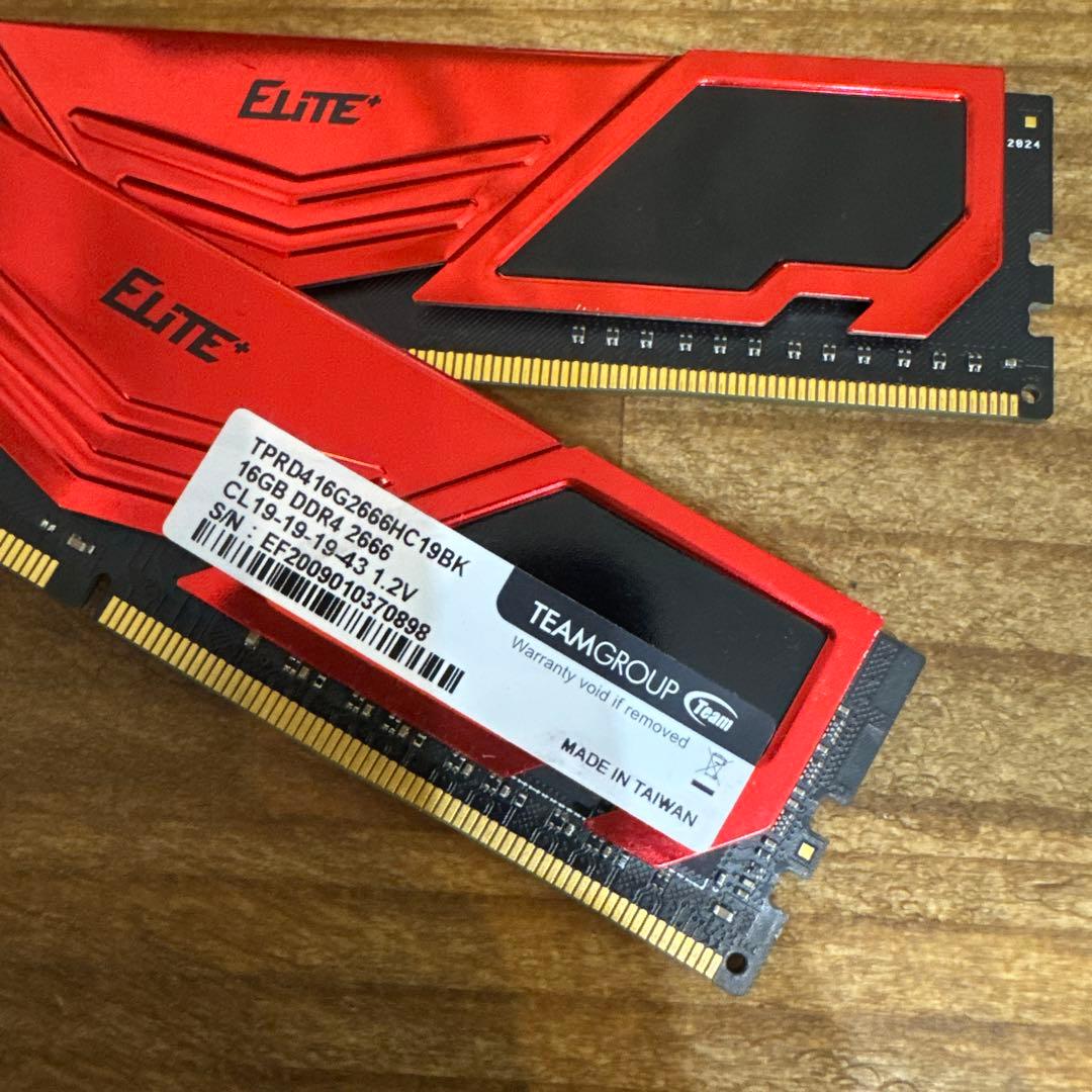 TEAM ELITE DDR4 2666MHz 16GBメモリ×2 (32GB)