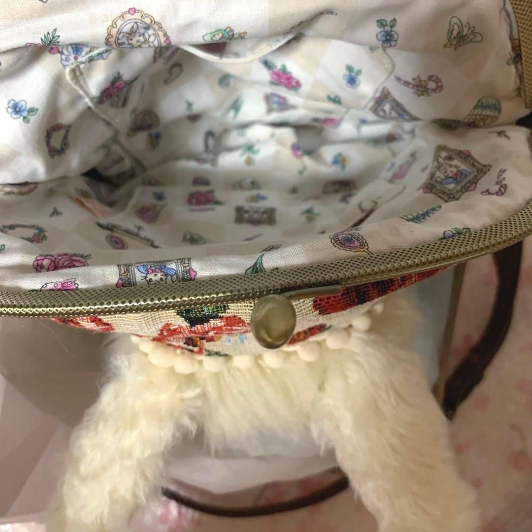 作家様 福寿梨理 アリスの白うさぎドール付きがま口ショルダーバッグ ハンドメイド