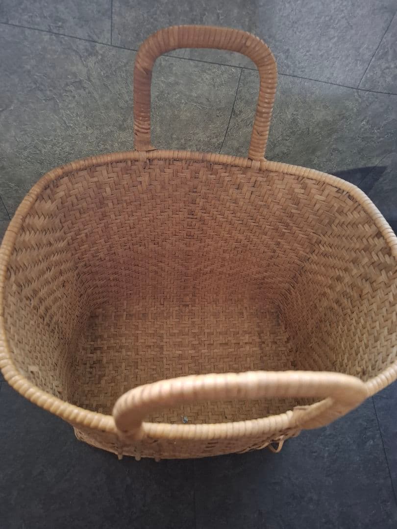 籠バック　竹細工 籠バック アンティーク　竹編バッグ　マルシェバッグ