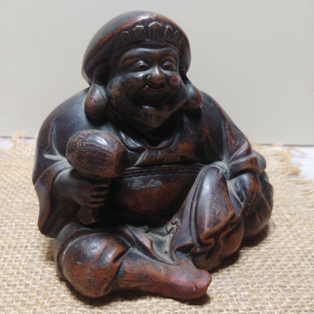 大黒天　備前焼　置物　約12cm　古美術　骨董品