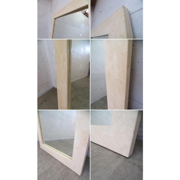 美品■イタリア■石張り■大型ミラー■姿見■全身鏡■大理石調■ラグジュアリー