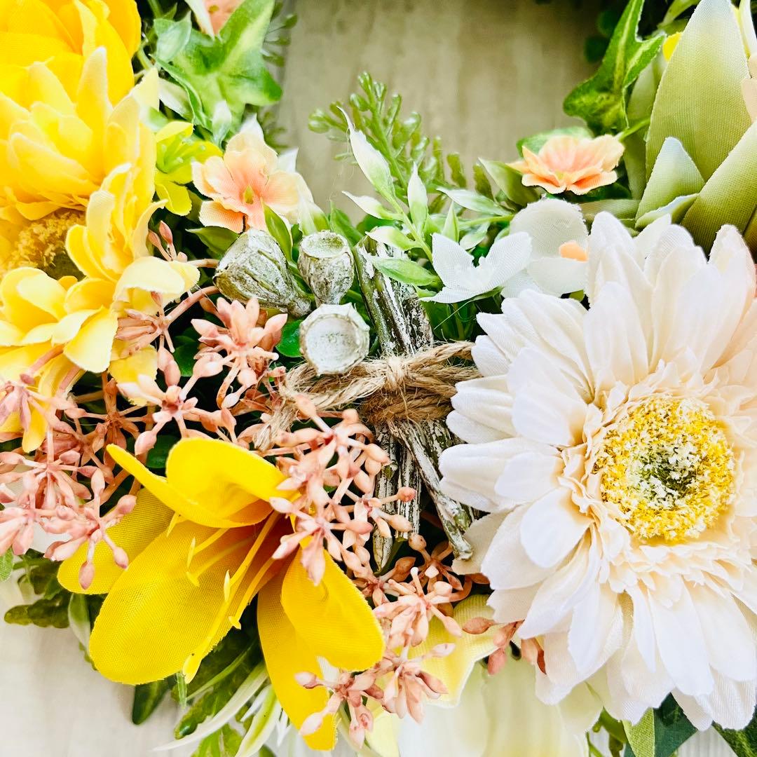 フラワー リース 玄関リース イエロー オレンジ 黄色 ガーベラ ハロウィン