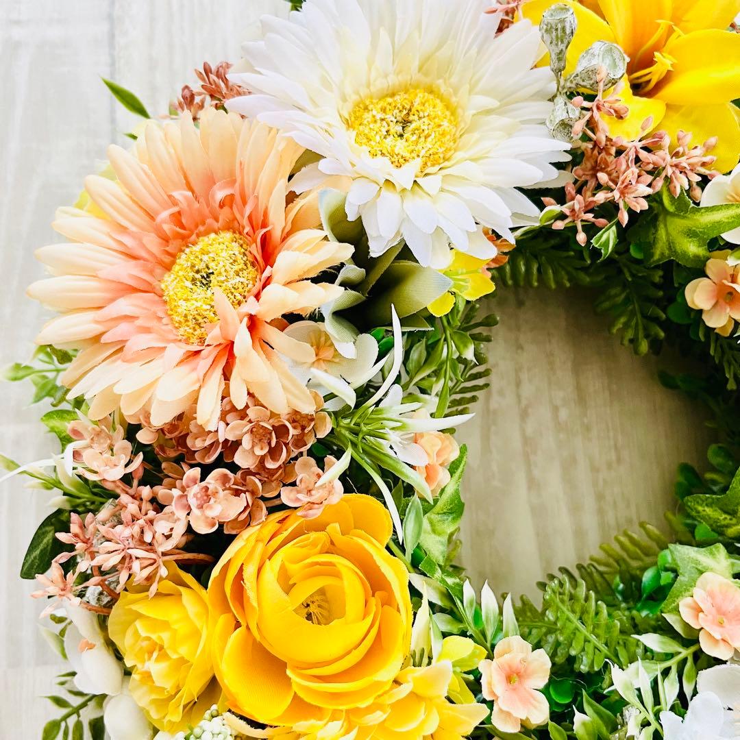 フラワー リース 玄関リース イエロー オレンジ 黄色 ガーベラ ハロウィン