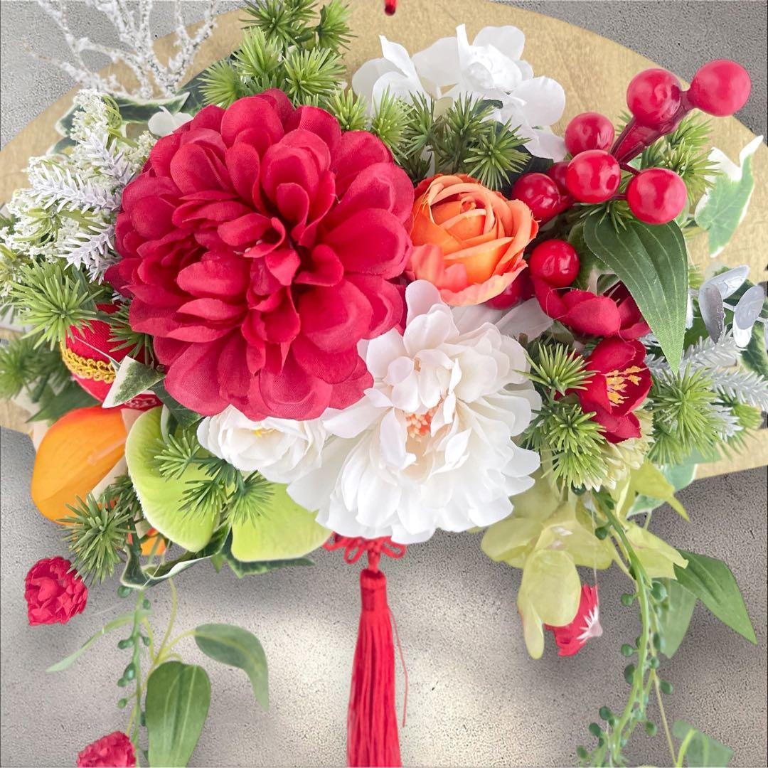 ㊸ 迎春しめ縄｜和モダン新年飾り｜玄関にも室内にも飾れるアートフラワーインテリア