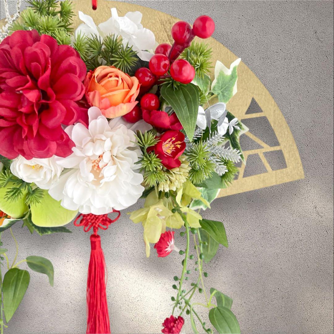 ㊸ 迎春しめ縄｜和モダン新年飾り｜玄関にも室内にも飾れるアートフラワーインテリア