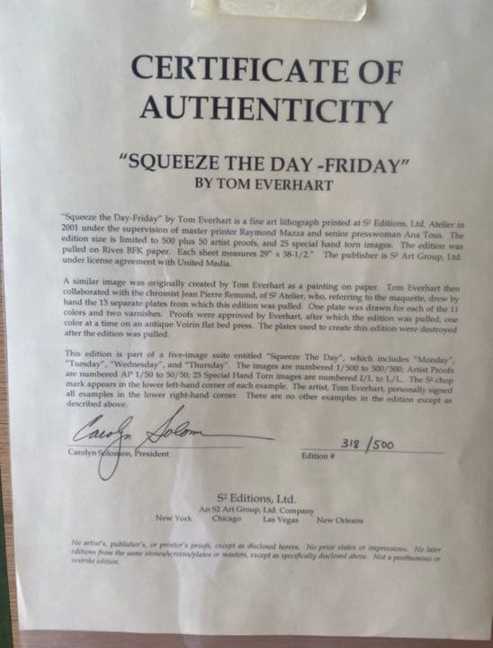 TOM EVERHART トムエバハート リトグラフ スヌーピー　大型　美品