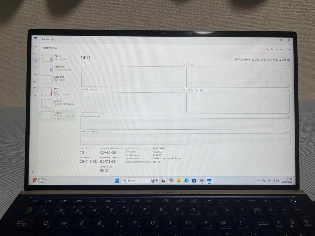 Windowsノート本体 ASUS ZenBook 15
