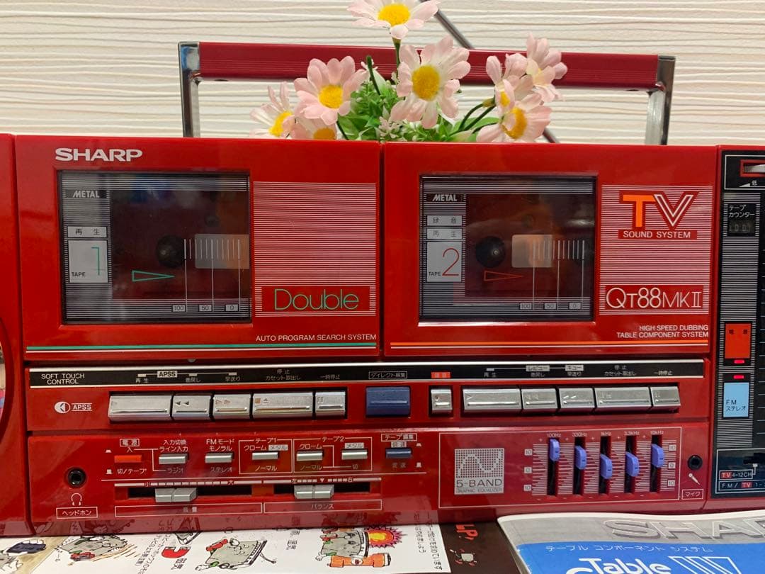 SHARP QT-88R 分離型ダブルカセット整備済 動作品 美品 希少ラジカセ