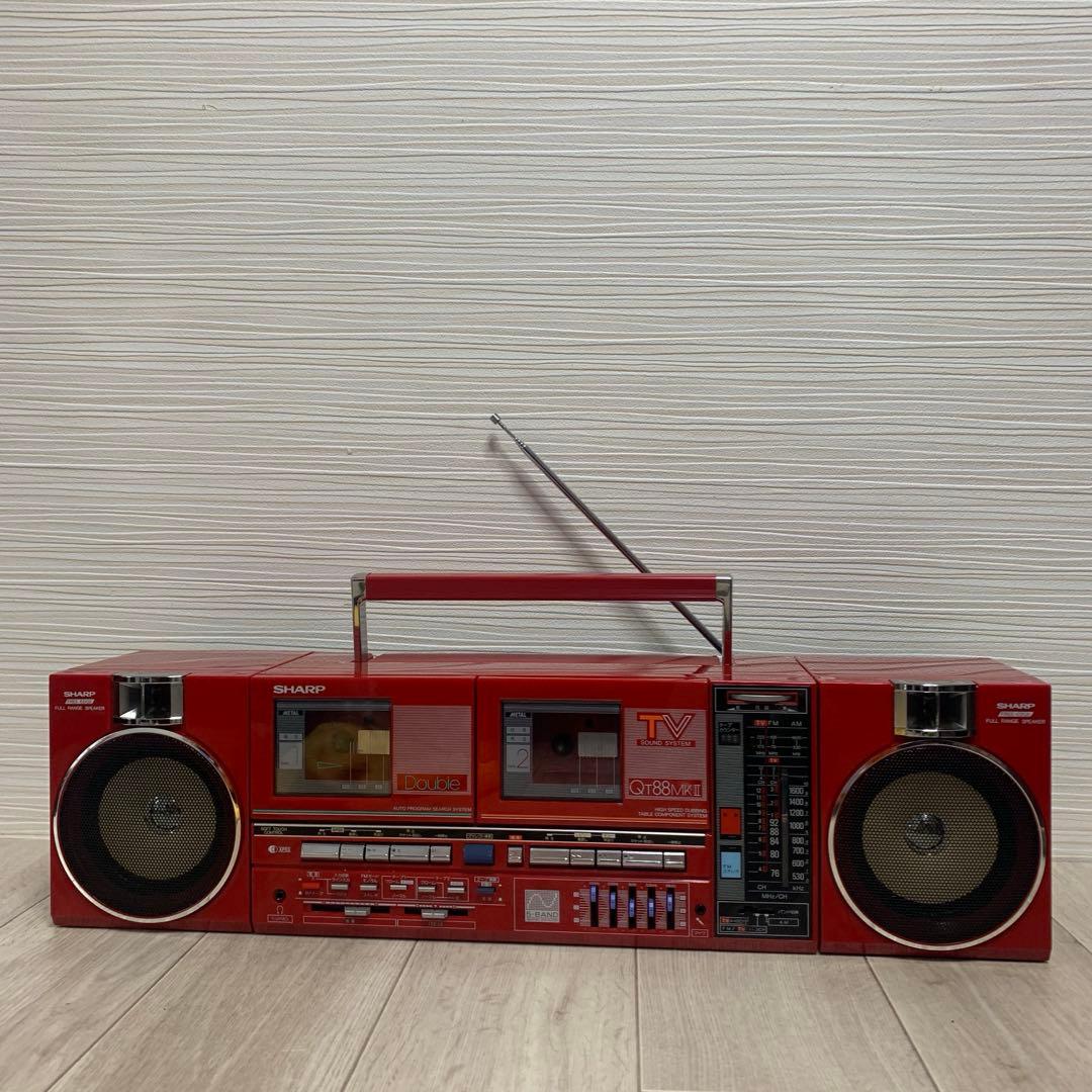 SHARP QT-88R 分離型ダブルカセット整備済 動作品 美品 希少ラジカセ