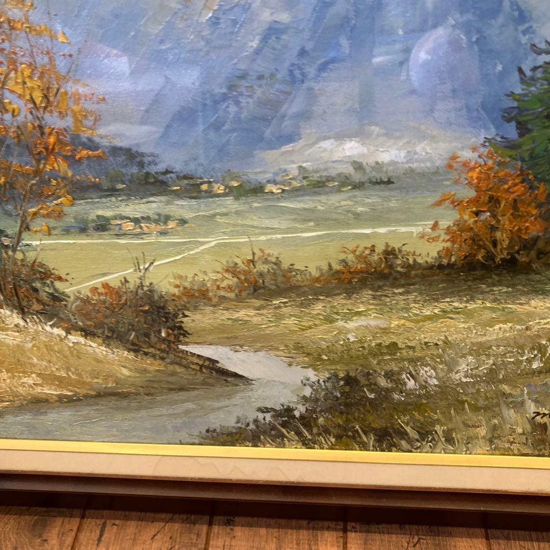 昭和レトロ 山本雅勝 真筆 風景画 山水 油絵 油彩画 絵画 アート インテリア