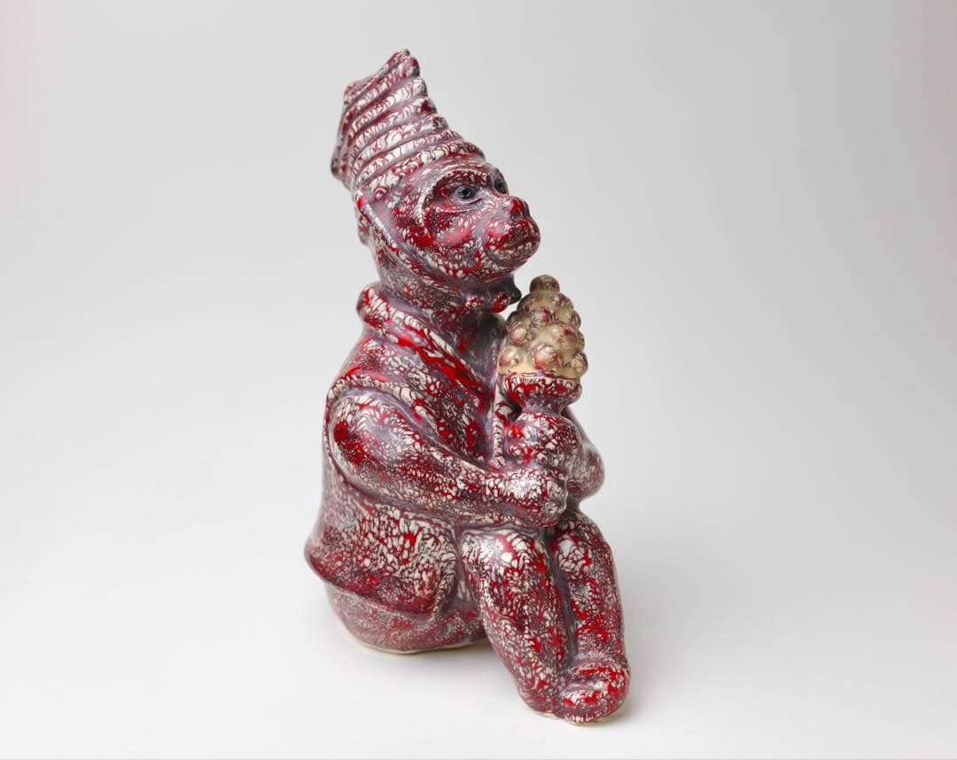 箕面焼　松田箕山　猿　置き物