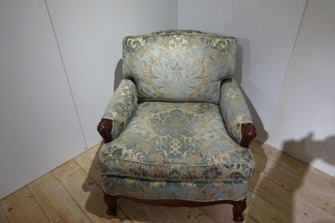 ドレクセルヘリテイジ　アップホルスタリー　1Pソファ　花柄ファブリック　美品 C