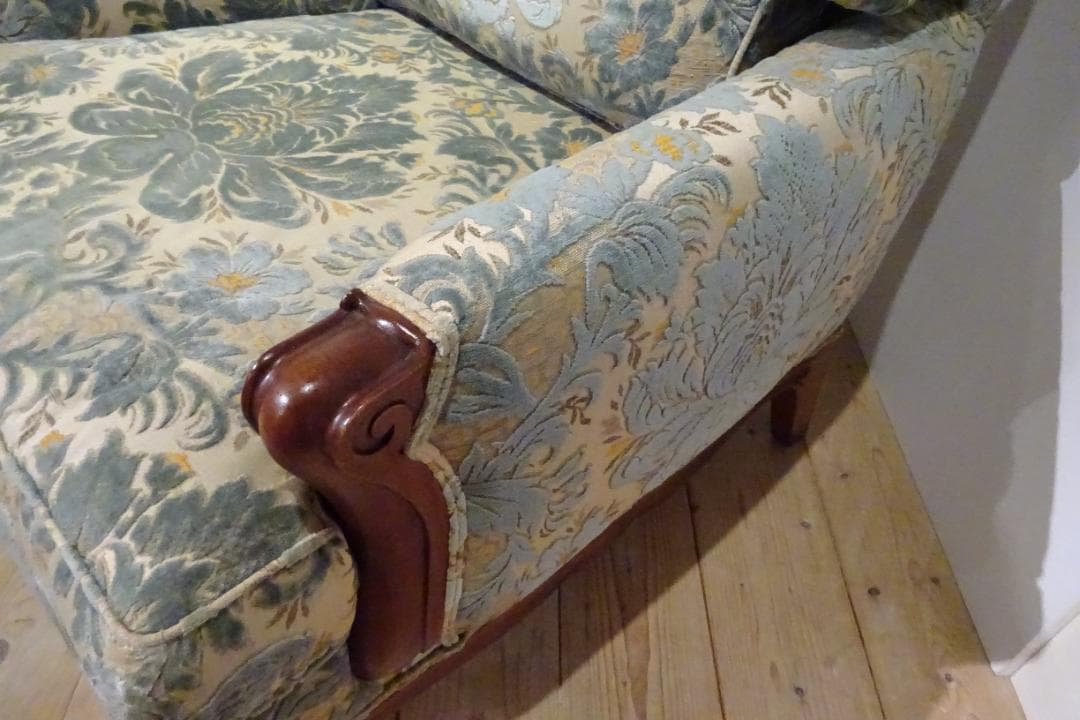 ドレクセルヘリテイジ　アップホルスタリー　1Pソファ　花柄ファブリック　美品 C