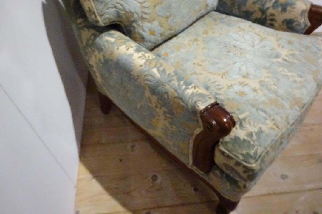 ドレクセルヘリテイジ　アップホルスタリー　1Pソファ　花柄ファブリック　美品 C