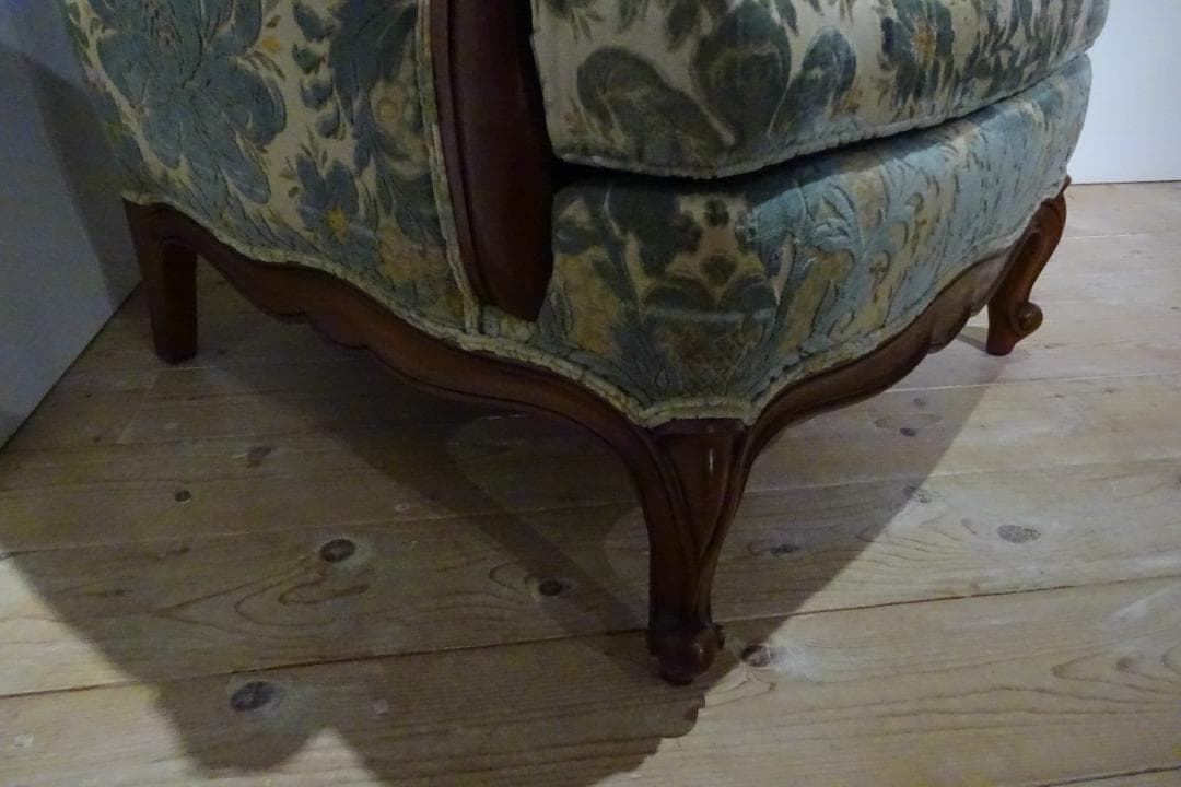 ドレクセルヘリテイジ　アップホルスタリー　1Pソファ　花柄ファブリック　美品 C