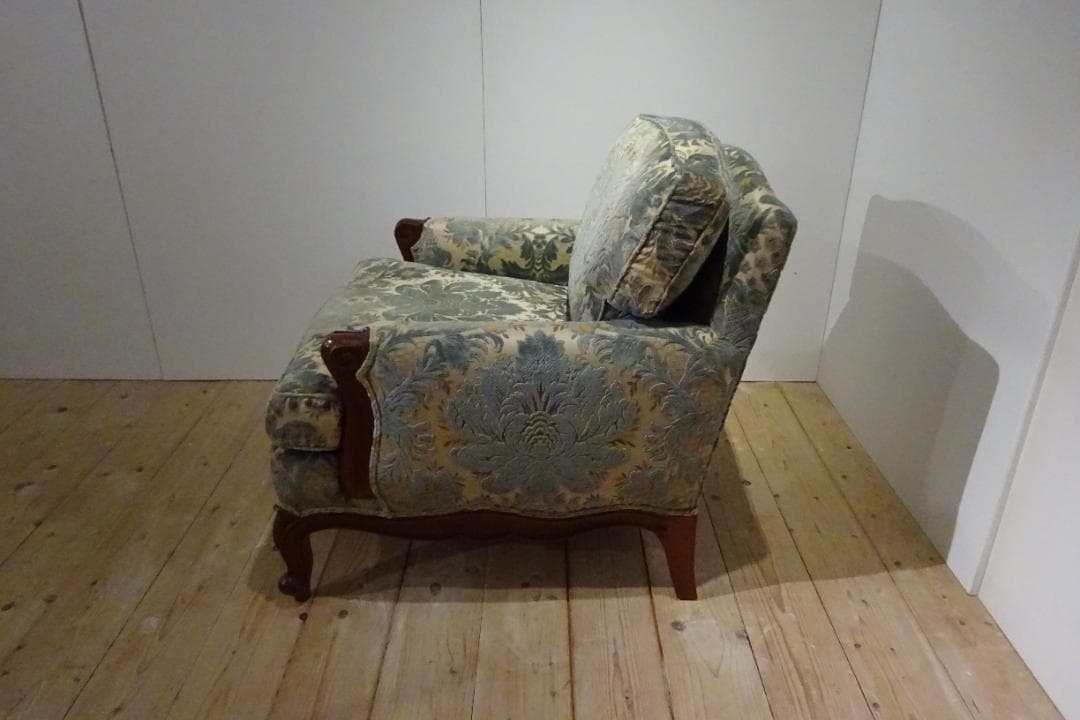 ドレクセルヘリテイジ　アップホルスタリー　1Pソファ　花柄ファブリック　美品 C