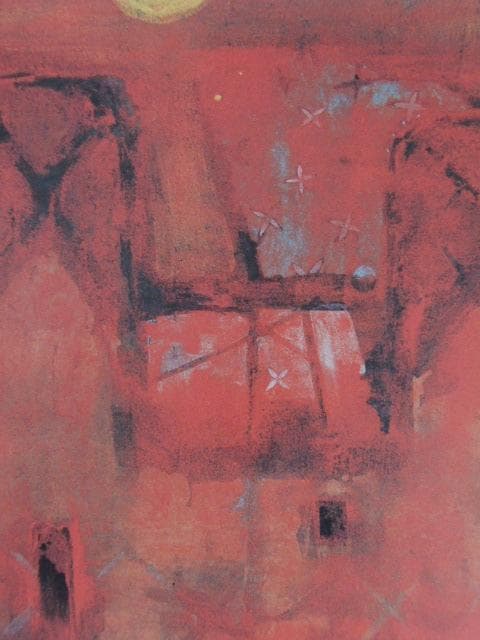 海老洋、【土壁の家】、希少な額装用画集より、新品額装付、状態良好