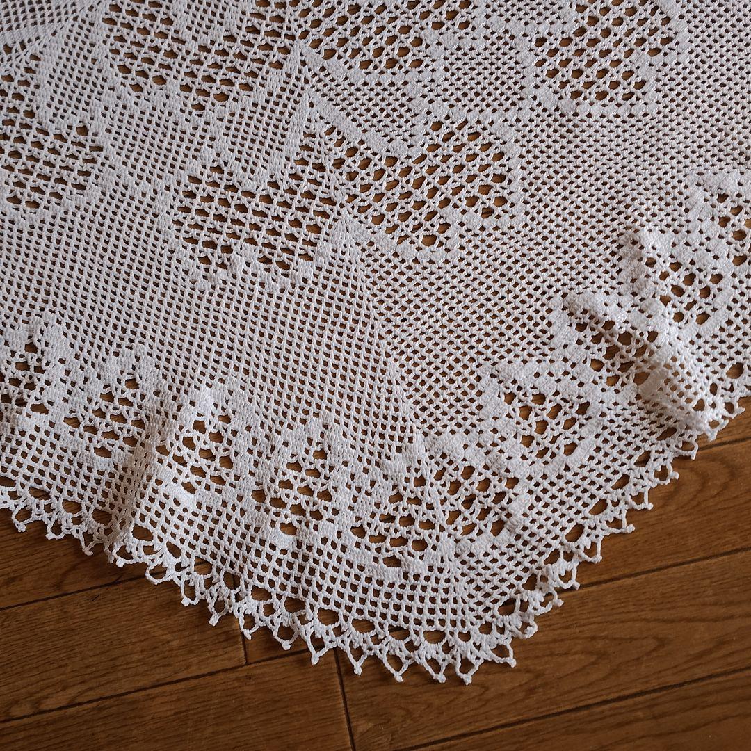 ハンドメイド レース編みドイリー テーブルクロス115cm