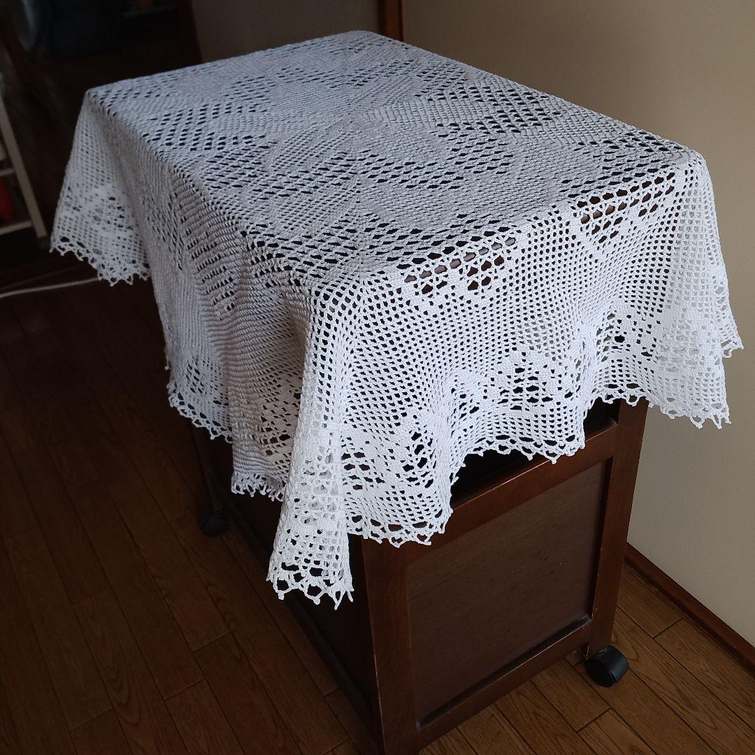 ハンドメイド レース編みドイリー テーブルクロス115cm
