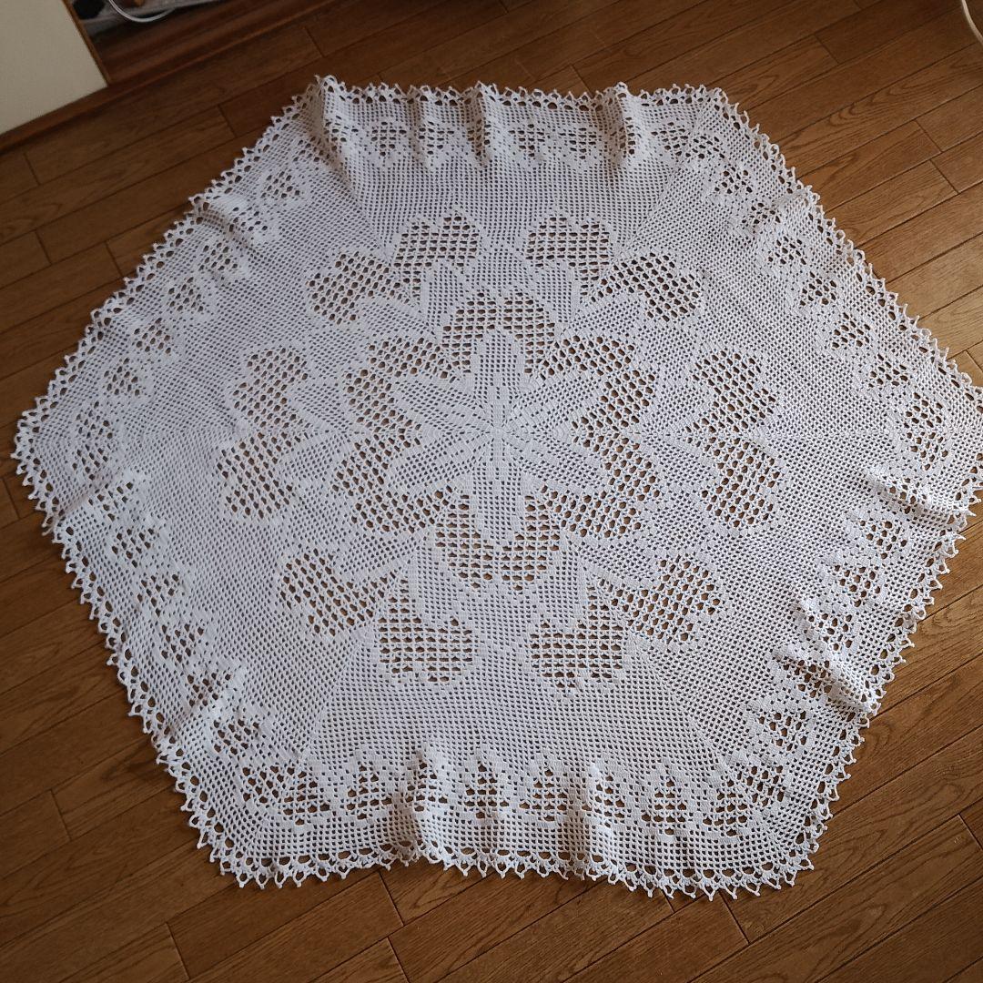 ハンドメイド レース編みドイリー テーブルクロス115cm