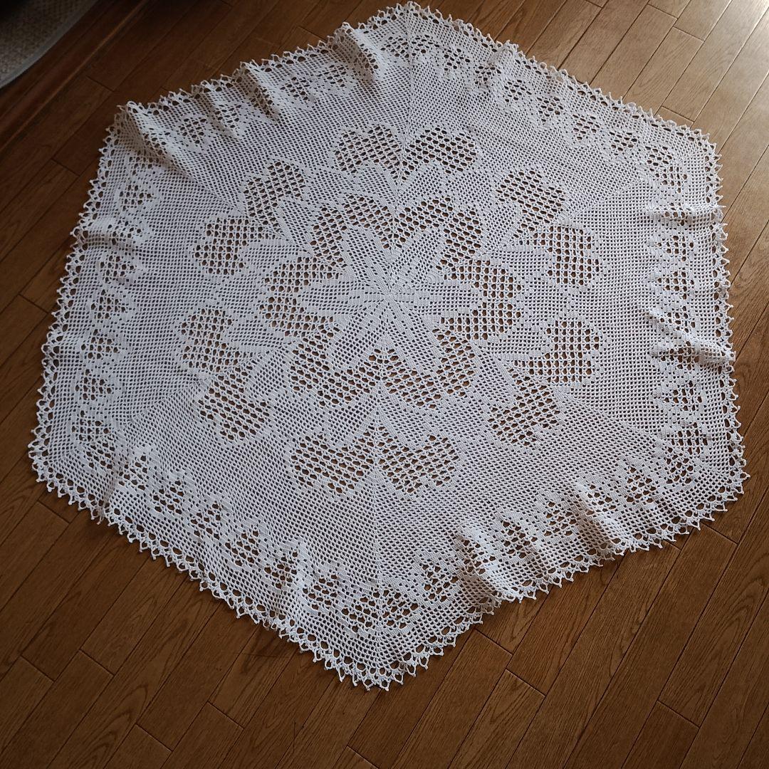 ハンドメイド レース編みドイリー テーブルクロス115cm