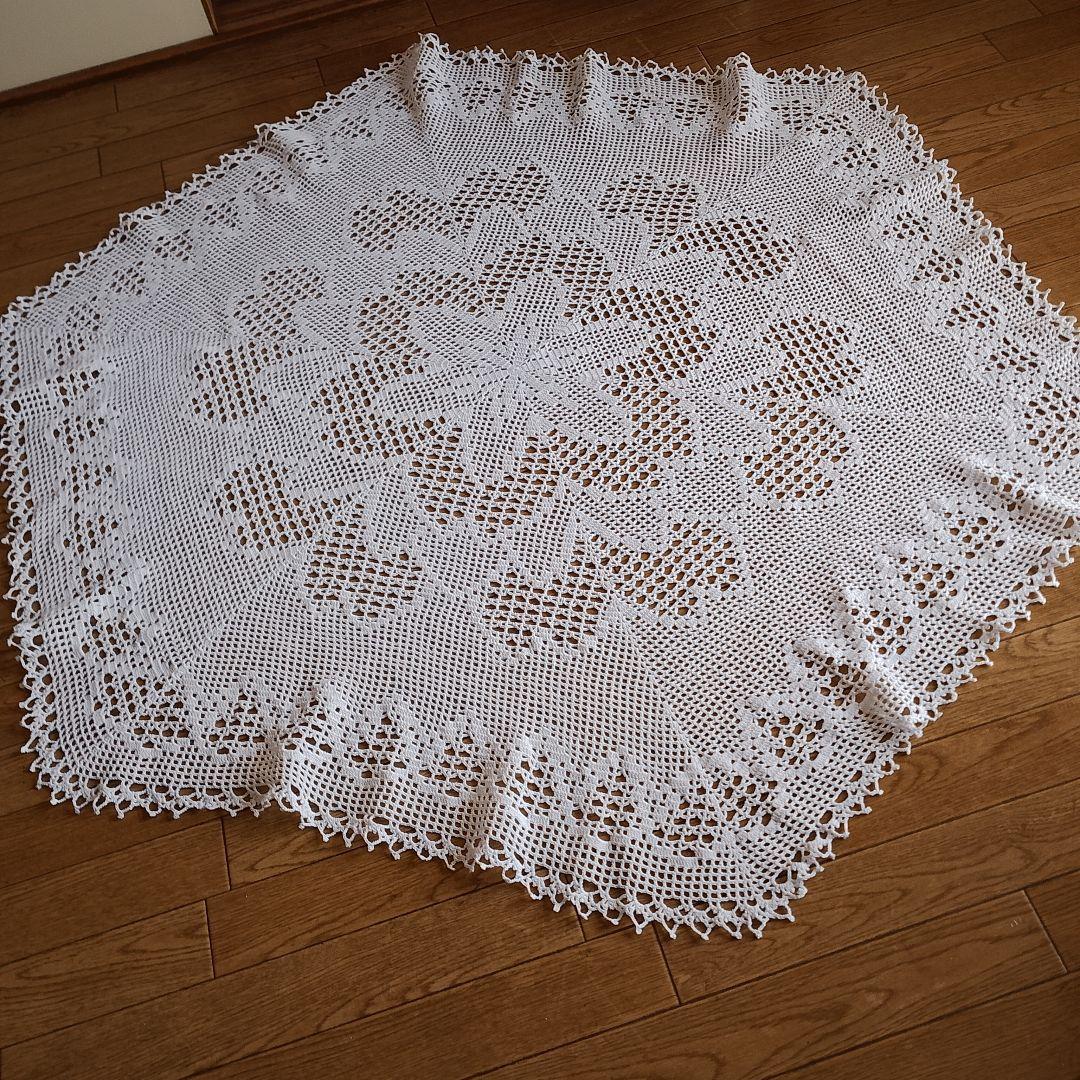 ハンドメイド レース編みドイリー テーブルクロス115cm